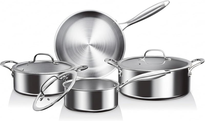 Prestige Tri Ply Stainless Steel 7 Pcs Cookware Set | Induction Compatible | Pots and Pans Set - Image 1